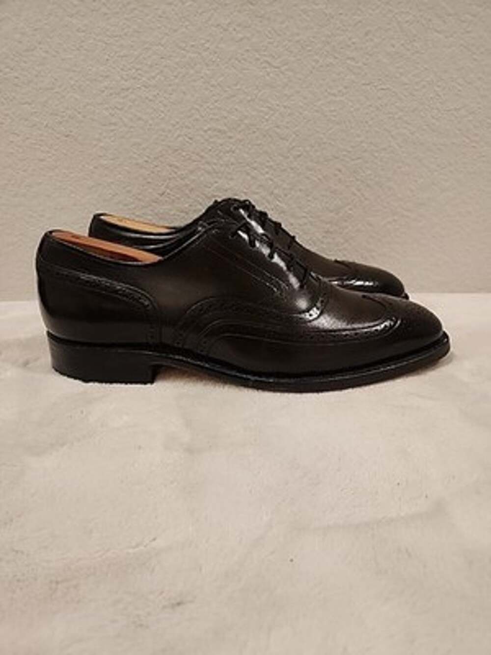 Johnston & Murphy Crown Aristocrafts M8.5 Dk Brown Leather Wingtip Brogue Shoes